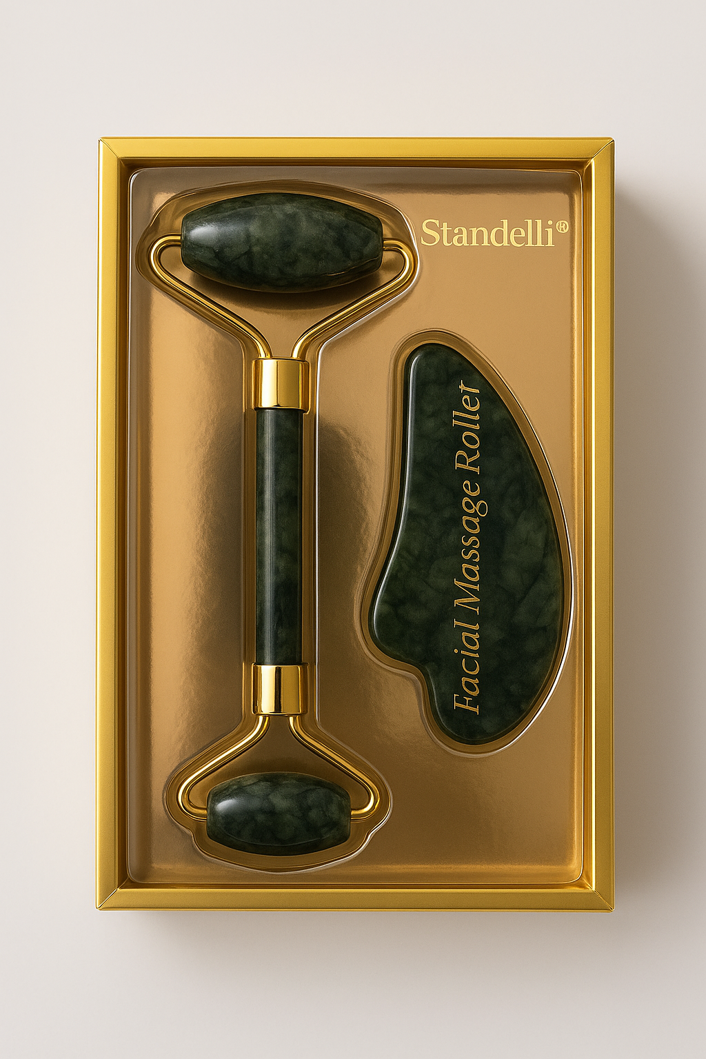 Σετ ρολού προσώπου και πέτρας Gua Sha, νεφρίτης